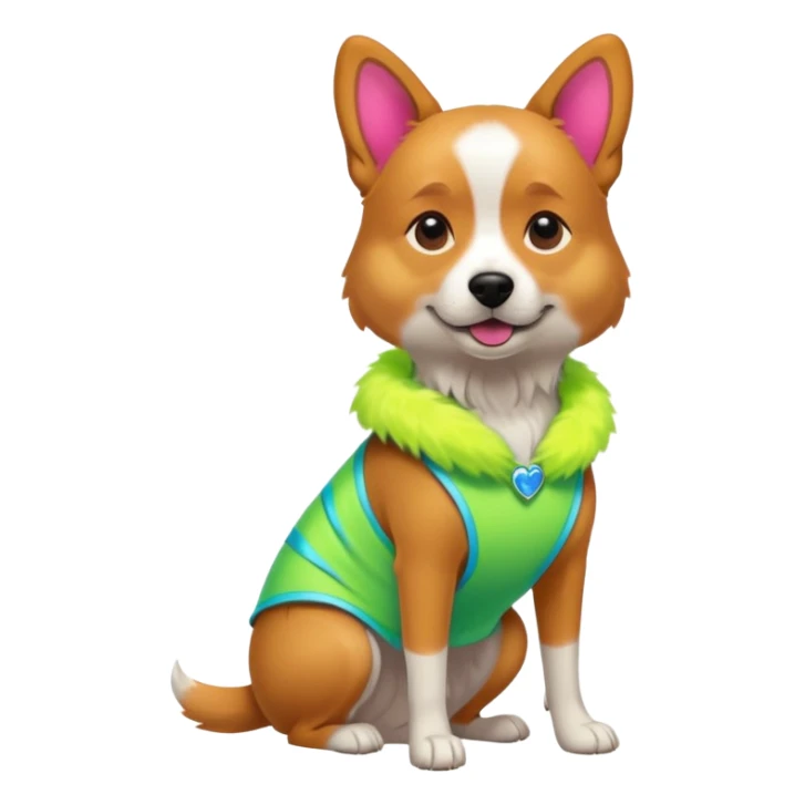 DOG wearring neon fashion dress sticker