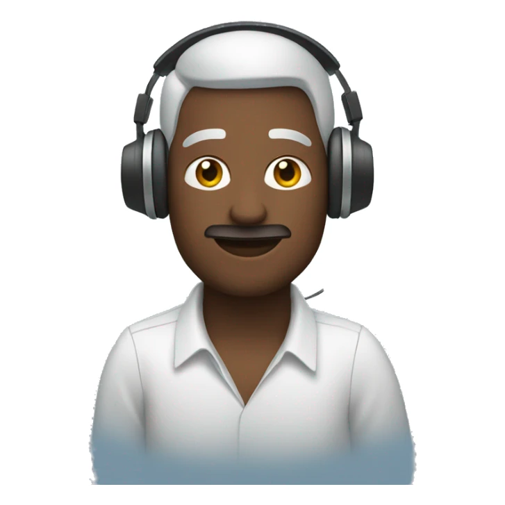 a man with a laptop phone and headphones sticker