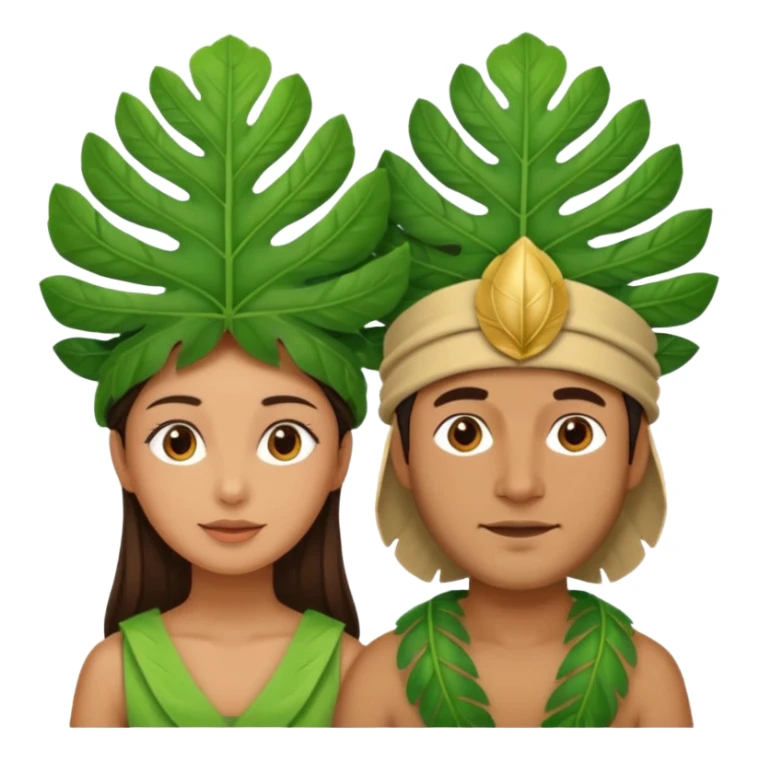 an woman man with jungle wearing a large leaf headgear bye  sticker