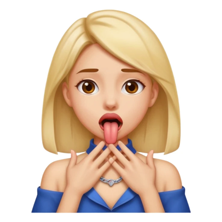 a girl sticking her tongue out with hands on her neck sticker