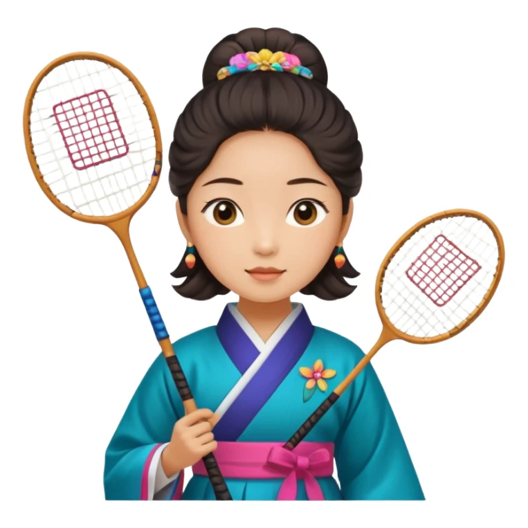 ancient gongsam girl with 1 badminton racket sticker