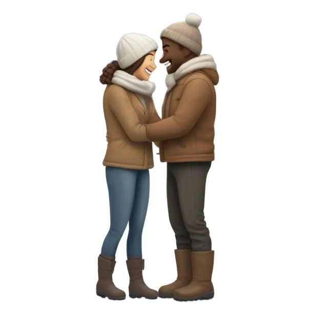happy couple in the snow sticker