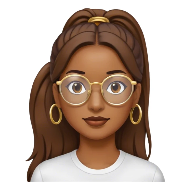 Mujer, coleta de pelo largo castaño, con gafas finas doradas sticker