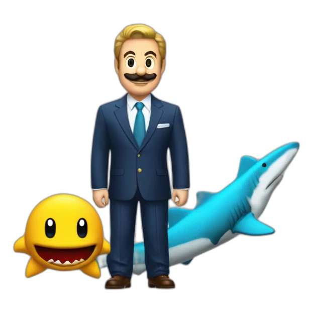 super mario bros with shark tank style businessman suit sticker