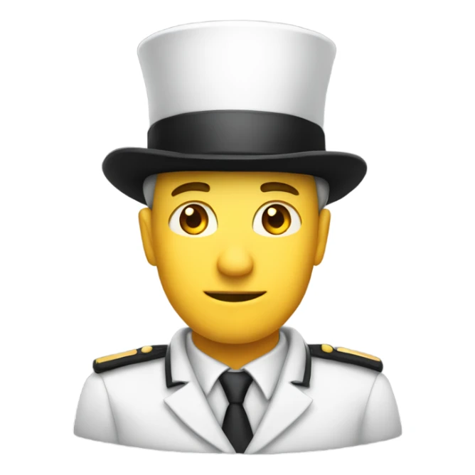 White men with cylinder hat and uniform sticker