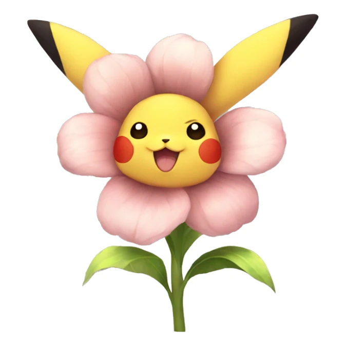 cute pikachu smiling flower fullbody sticker