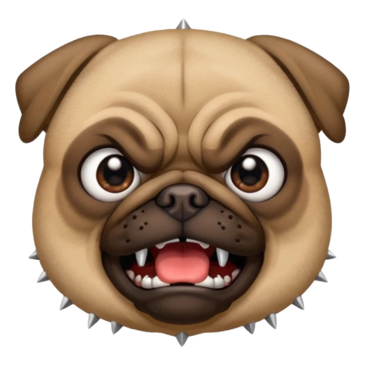 angry pug dog showing anger with spiked collar emoji style iPhone sticker