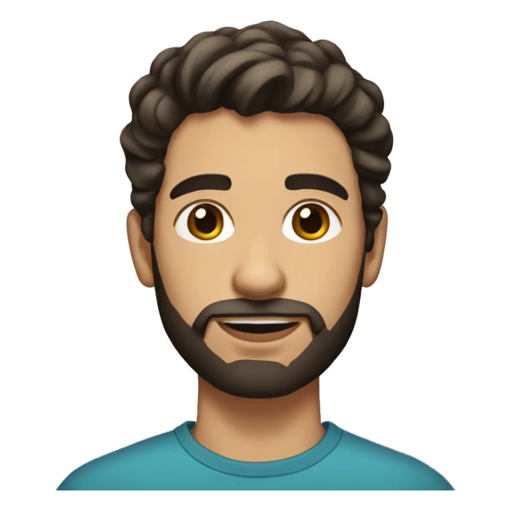 A young man with dark brown hair and a medium short beard sticker