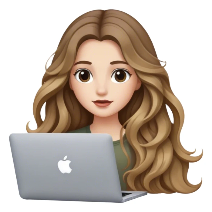 Chica blanca cabello largo con ondas balayage con MacBook  sticker