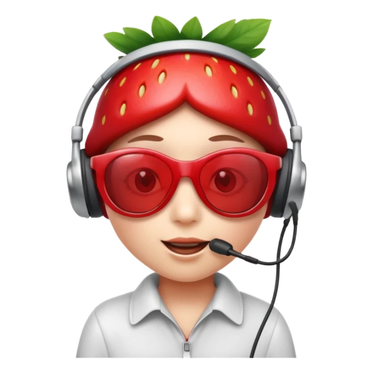 Cute strawberry wearing headset and shades sticker