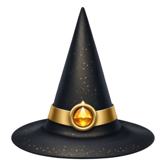 Black witch hat with glitter and golden details sticker