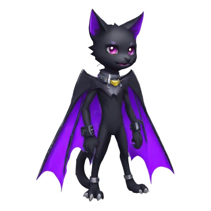 cool edgy black punk Purple nargacuga-bat-cat-Fakemon collar full body sticker