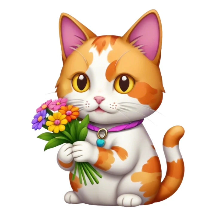 cat eating bunch of flowers  sticker