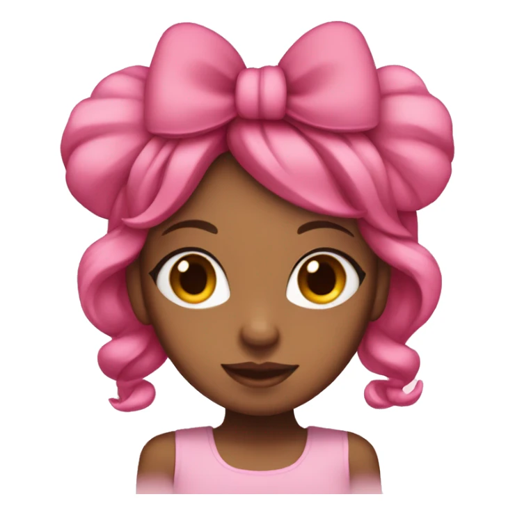 brown skinned girl with pink hair and pink bows on her head sticker