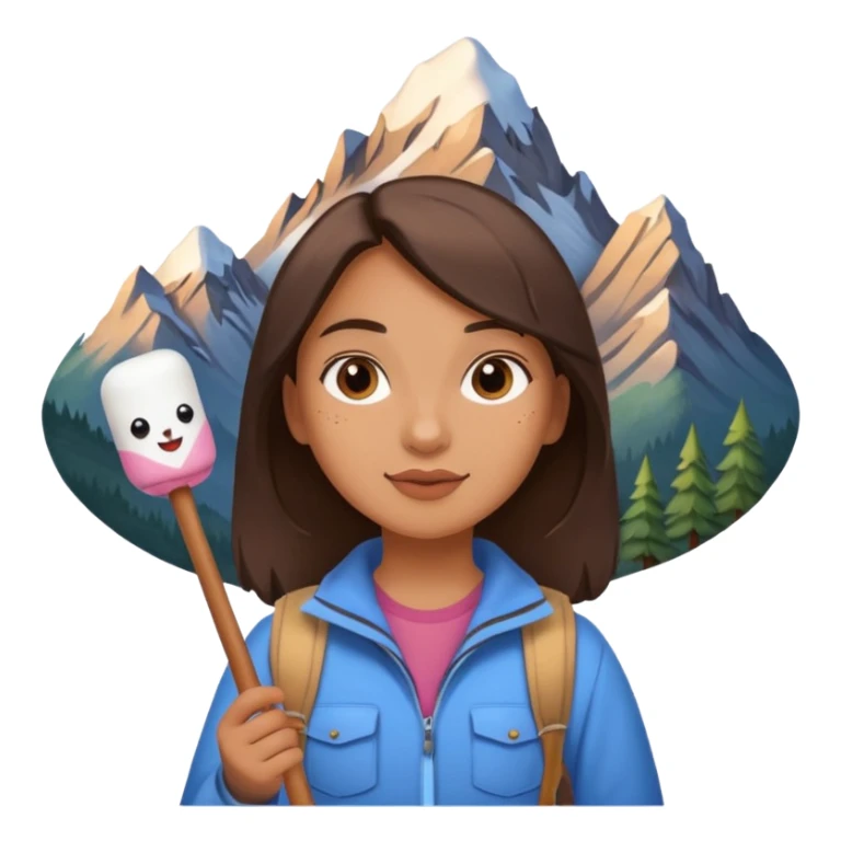 Girl + marshmallow stick, Mountain Campers. sticker