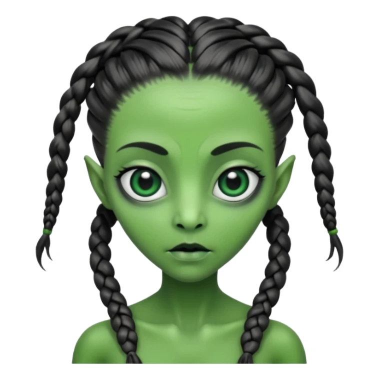 alien with braided hair sticker