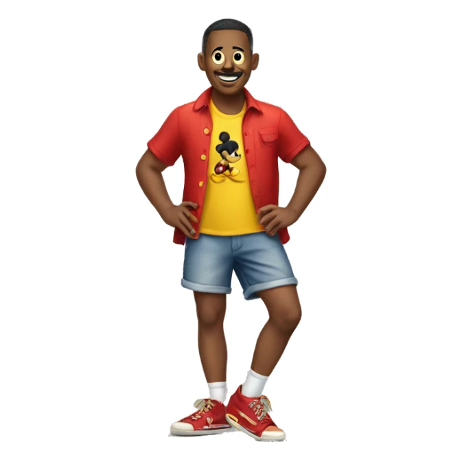 Mickey Mouse in red shorts and yellow shoes sticker