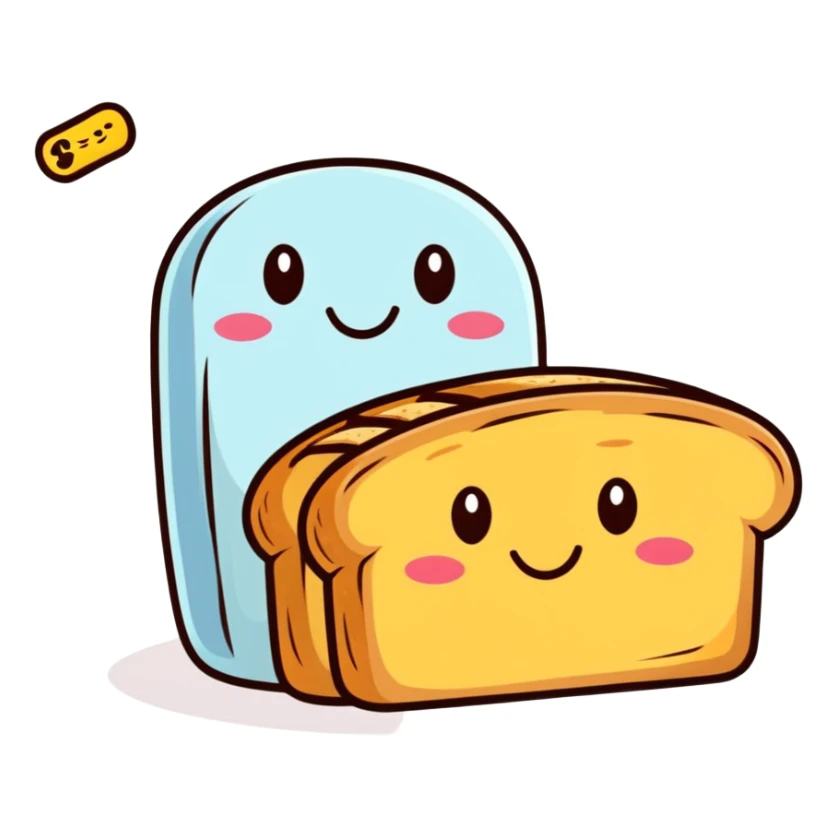 a loaf of bread with a smiley face, cartoonish sticker style sticker
