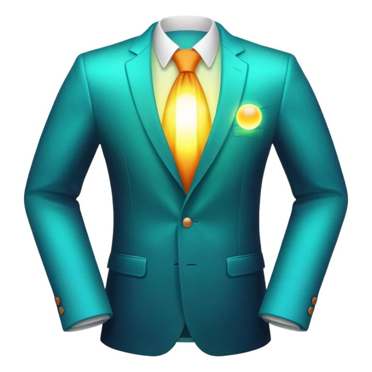 Minimalist glowing aura sphere with subtle blazer or suit jacket silhouette integrated, masculine style essence sticker