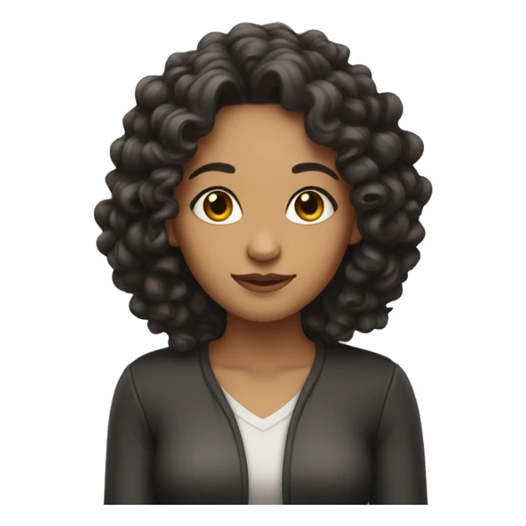 woman with long dark hair, curly sticker