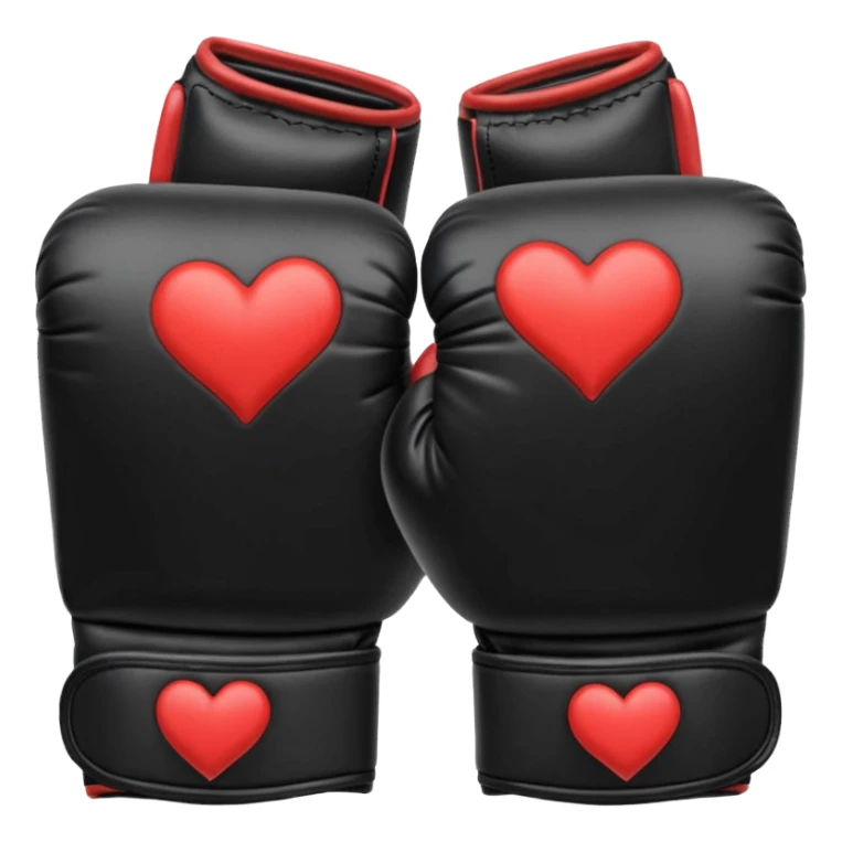 Genera un emoji de guantes de boxeo negros con corazones rotos  sticker