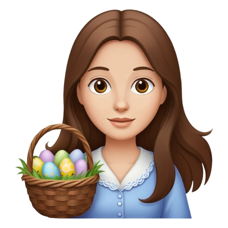Women long brown hair w/ Easter basket sticker