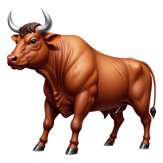 Cinematic Realistic depiction of a powerful Spanish charging bull, rendered with dynamic muscle definition and detailed, textured hide, set against a dramatic backdrop with intense, action-packed lighting sticker