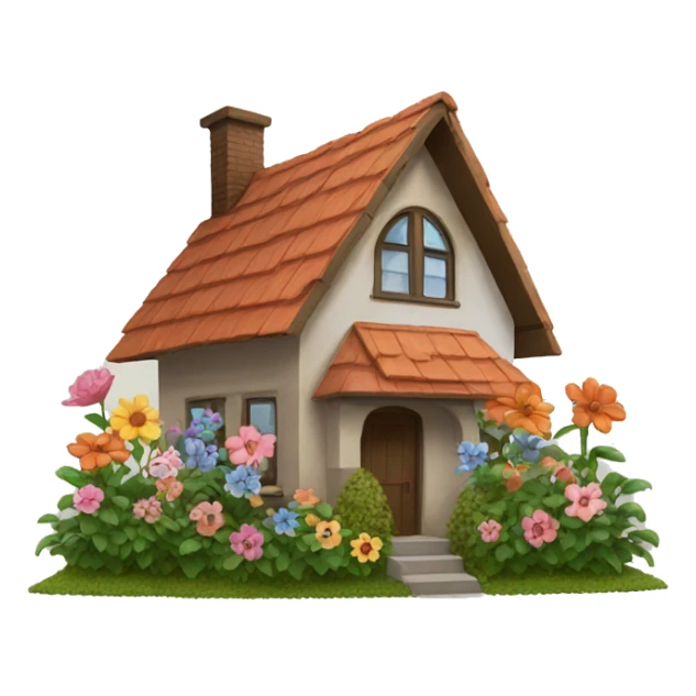 house with flowers in front sticker