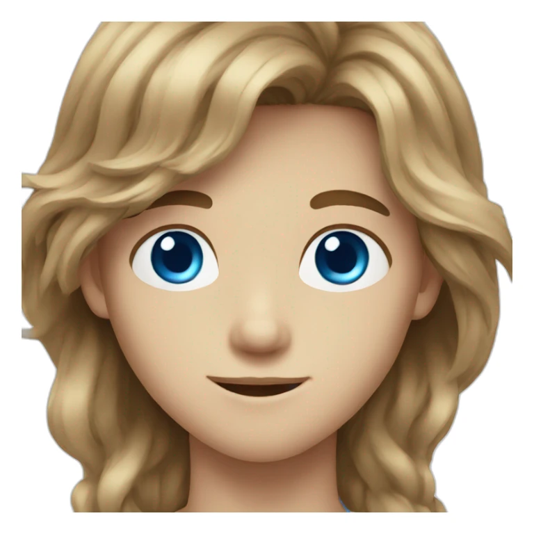 boy with brown long hair with blue eyes sticker