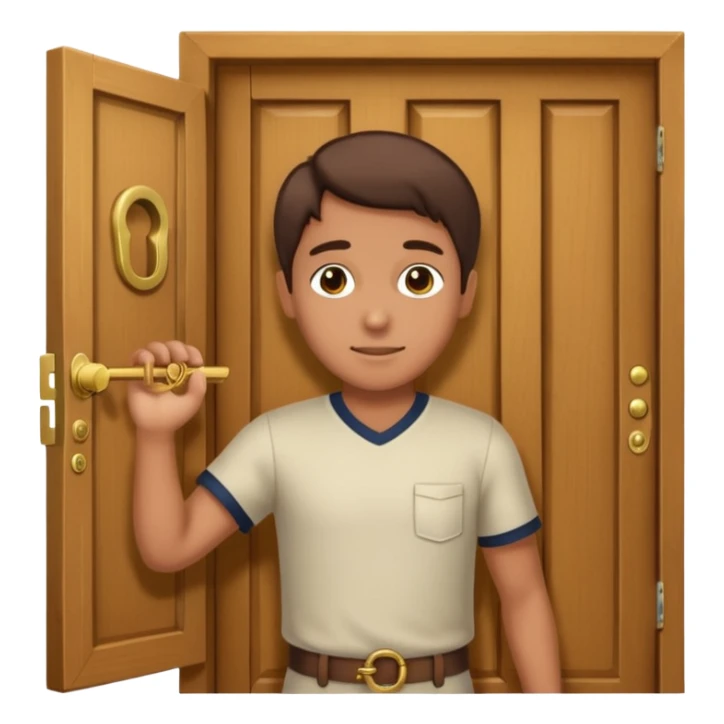 Persona cerrando la puerta con llave sticker