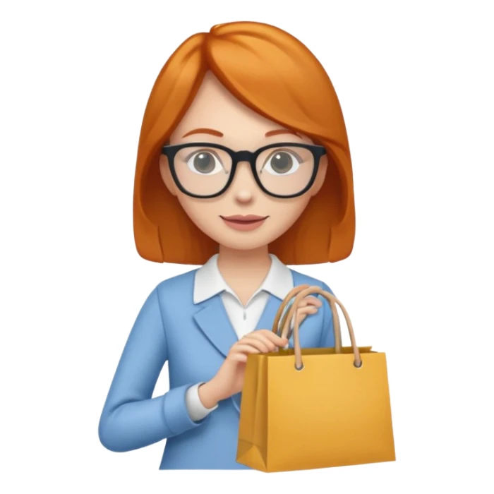 ginger woman with glasses holding shopping bags sticker