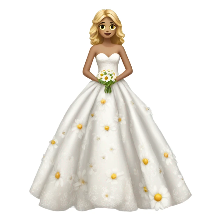 Wedding dress beautiful finish with daisy’s  sticker