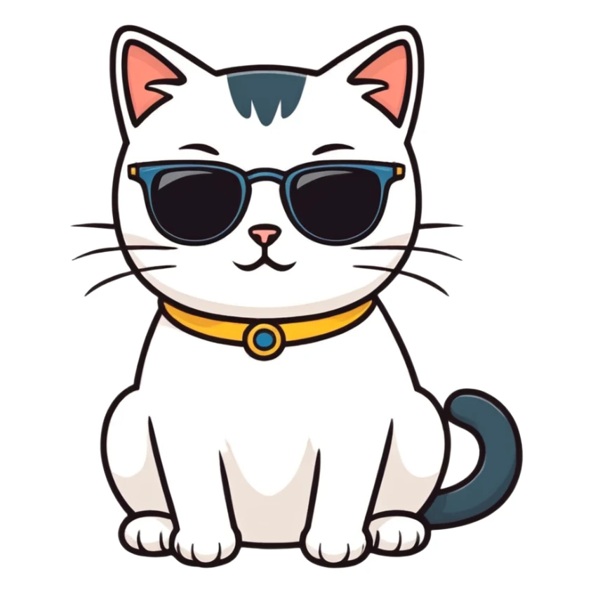 Cat with sunglasses sticker