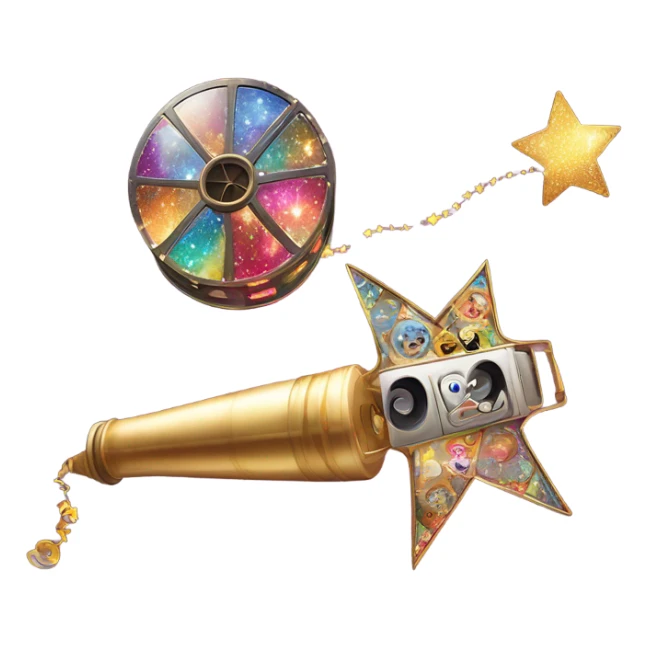 a magic wand over a video reel Surprise, play, discovery, sparkle, video, explore sticker