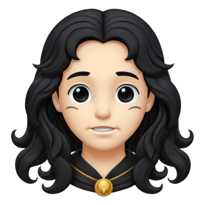 Pluto from The Olympians with long black wavy hair, black stola sticker