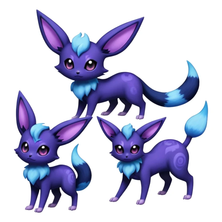 Nebulae Noibat-Espeon-Meowstic-Umbreon-Fakémon-hybrid-creature (full body)  sticker