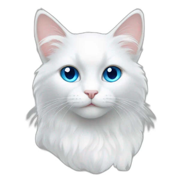 white cat, fluffy hair, blue eyes sticker
