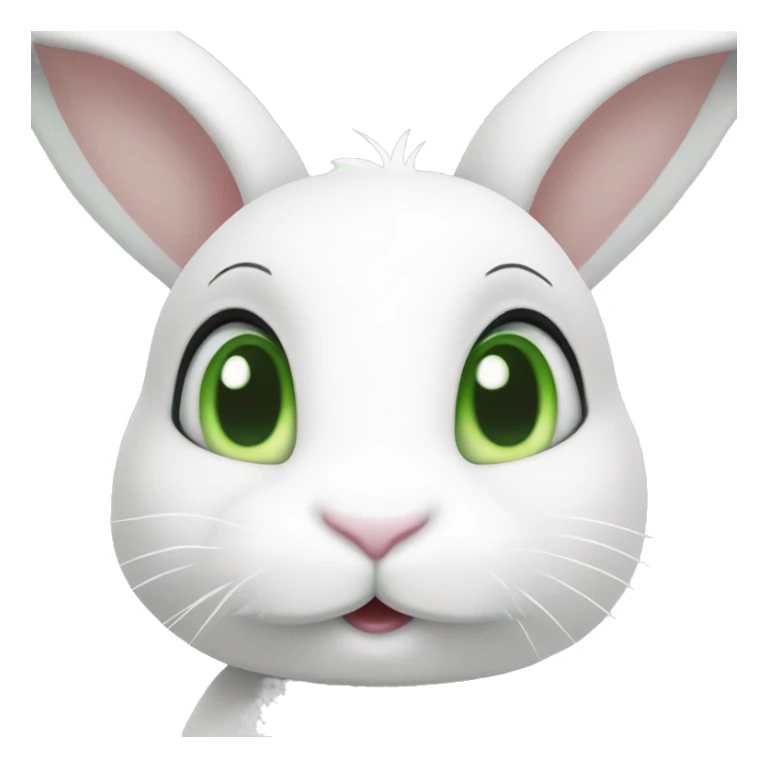 Cute White bunny with light-green eyes and a question mark above her bunny head sticker