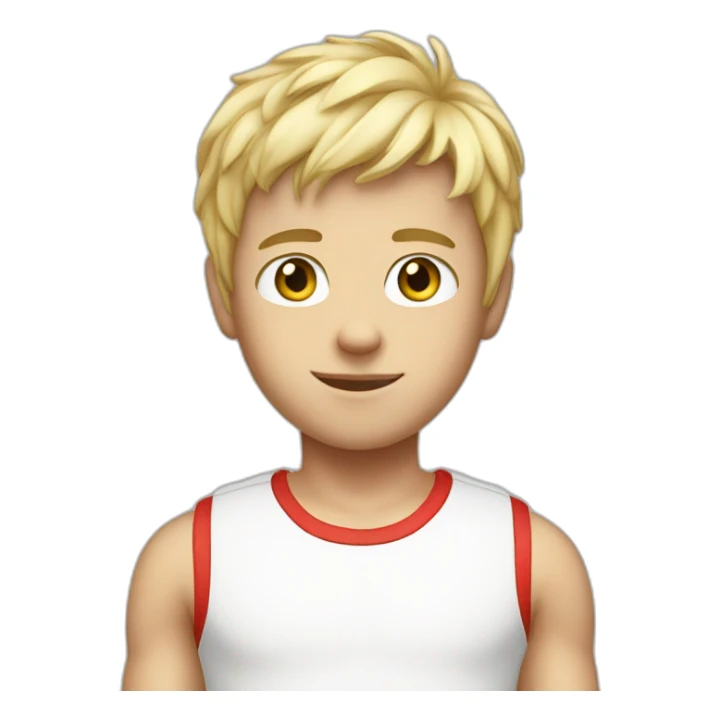 blonde boy in white and red tank top sticker