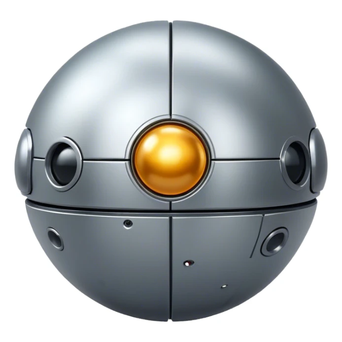 a simple, spherical spaceship shaped like a ball, with a smooth surface and minimalistic details. Use a plain background. sticker