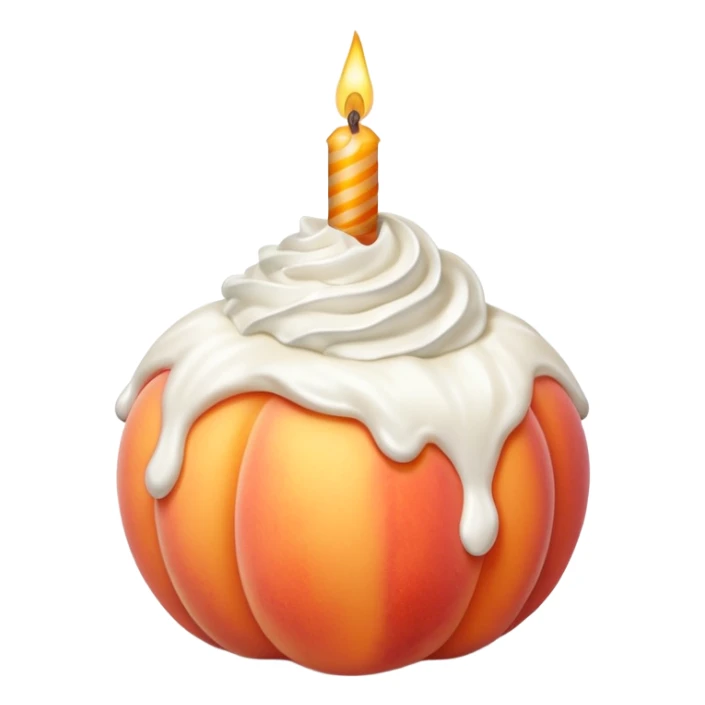 Peach covered with whipped cream and a birthday candle on it sticker