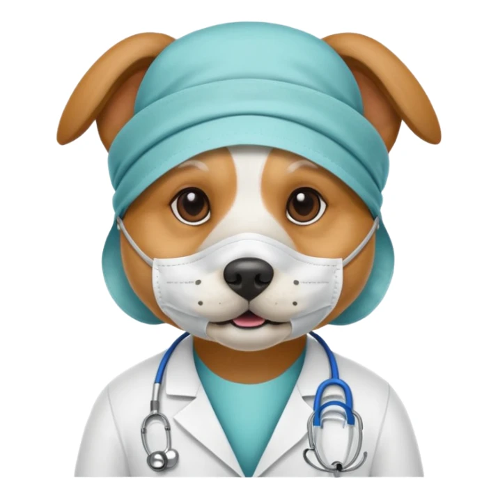doctor dog wearing medical mask sticker