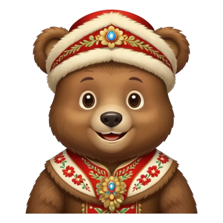Cheerful bear in traditional Russian folk costume sticker