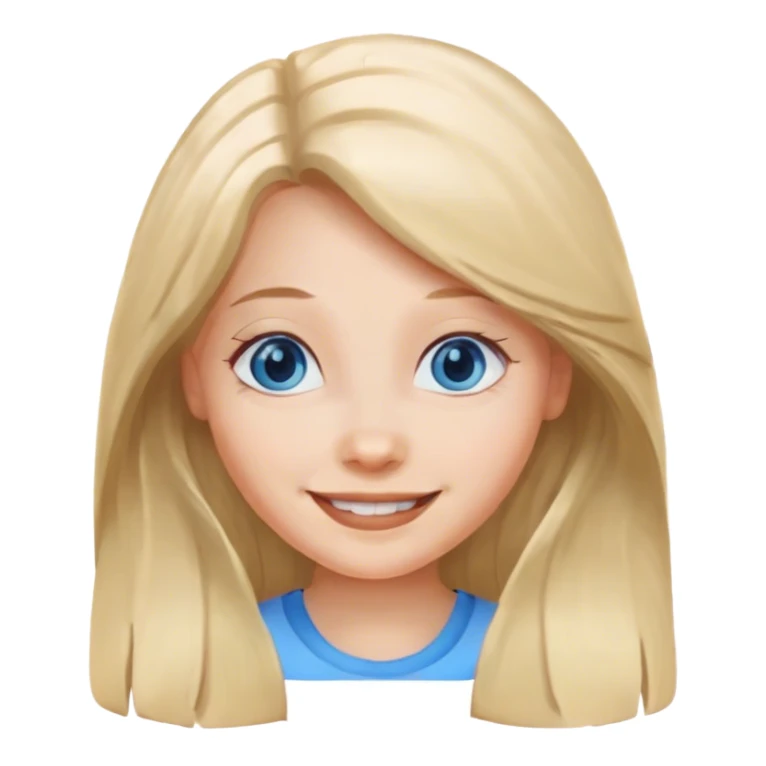 smiling girl blue eyes with long hair sticker
