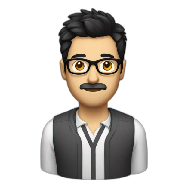 short beard man glasses nerd pixel with black hair and short hair Backcombing sticker