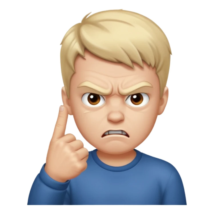 angry boy pointing fingure at his own face sticker