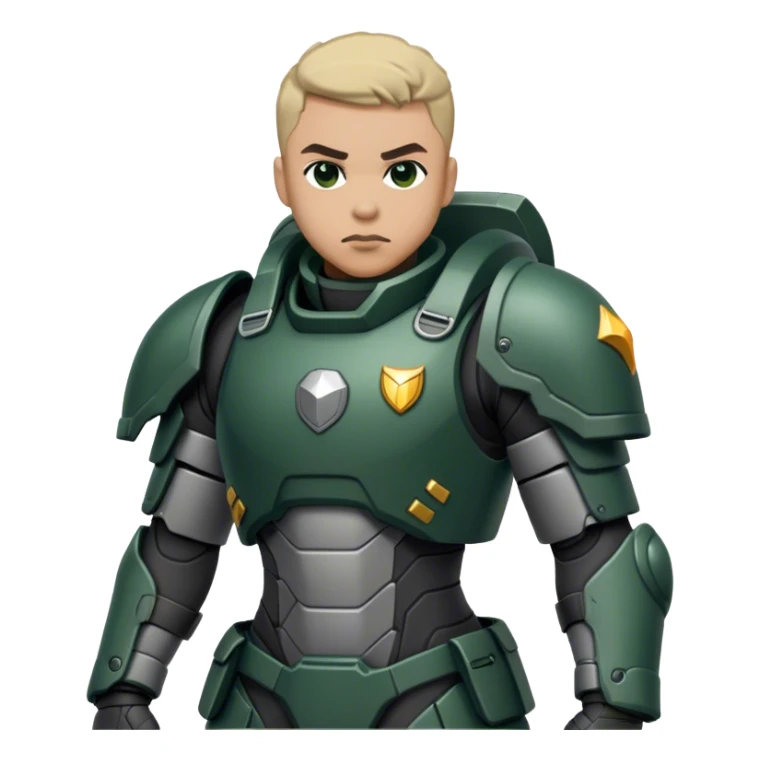 Cinematic Realistic StarCraft Terran Marine Portrait, captured in a dynamic, battle-ready stance, with every muscle defined beneath intricately detailed tactical armor in consistent dark green and grey. His steely eyes and resolute posture, rendered with dynamic, high-contrast lighting, exude raw power and relentless focus, high shine, evoking the epic spirit of a Terran Marine in combat. sticker