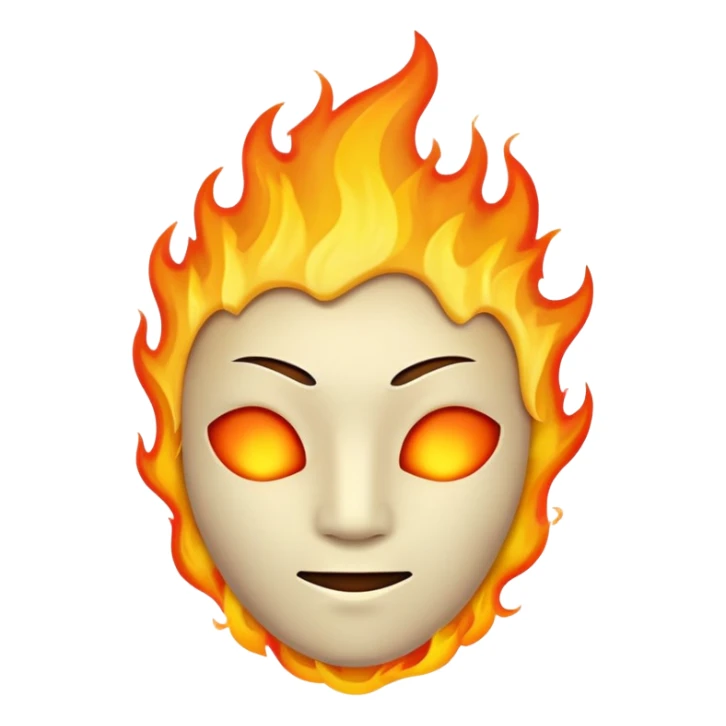 completely featureless head with fire, no eyes, no nose, no mouth, blank face sticker
