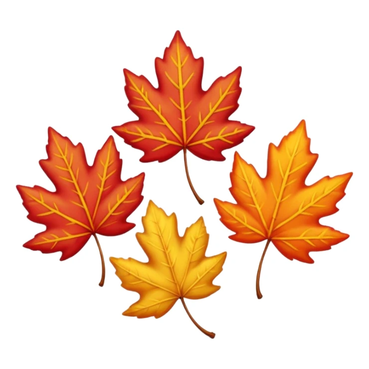 3 autumn leaves, blowing the left in the wind, white background sticker