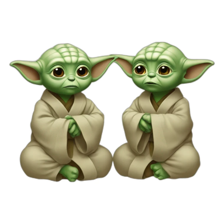 Deux bébés Yoda qui font un câlin sticker